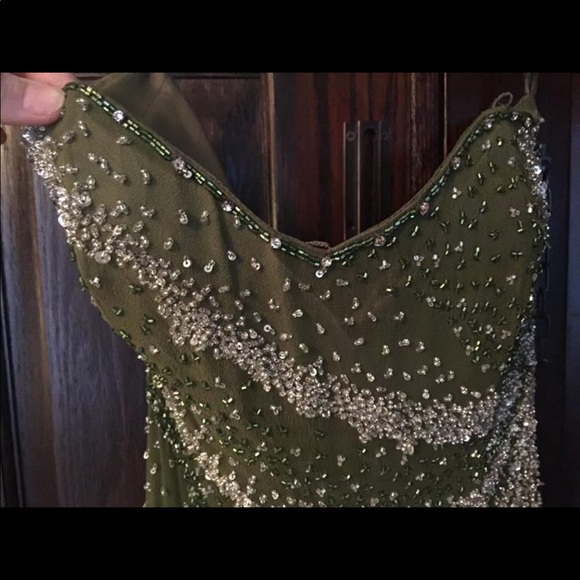 Fully-Beaded Green Gown Dress - Picture 3 of 8